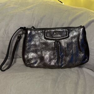 Coach Metallic Pewter Wristlet Clutch